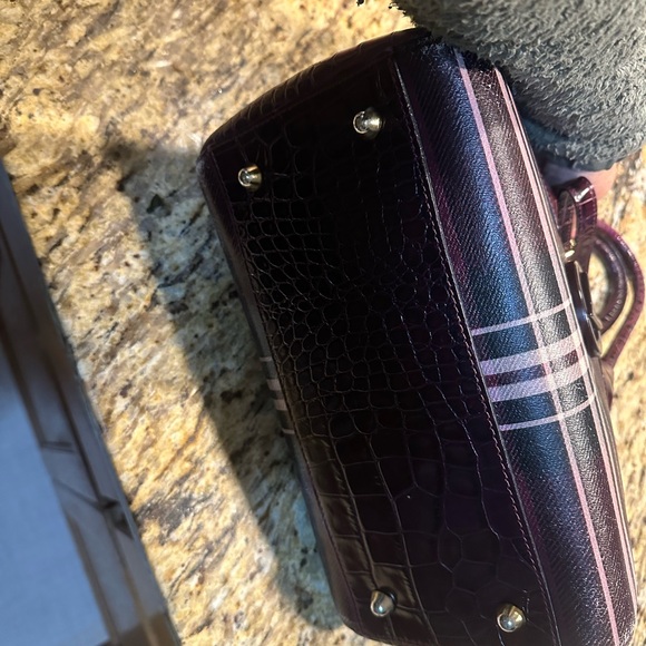 Valentino By Mario Valentino Plaid and Croc-Embossed Satchel - Picture 6 of 6